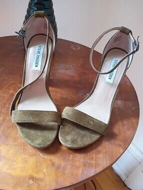 Steve Madden Carrson Olive Suede Ankle-Strap Heels